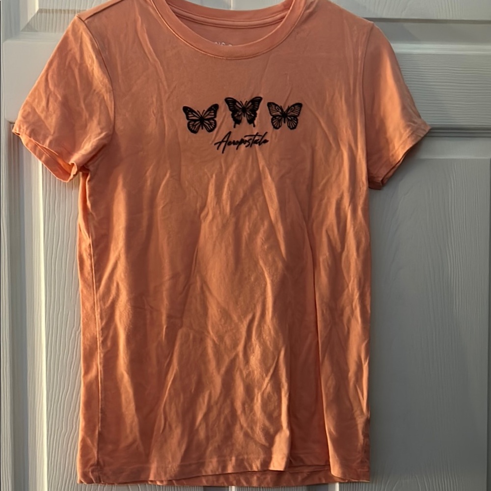 Orange Graphic T-Shirt with Butterfly Design